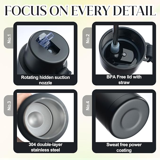 AGH 34oz Tumbler with Straw Lid - Double Wall Vacuum Insulated Stainless Steel - Set of 4 (Pink, Orange, Magenta, Green)