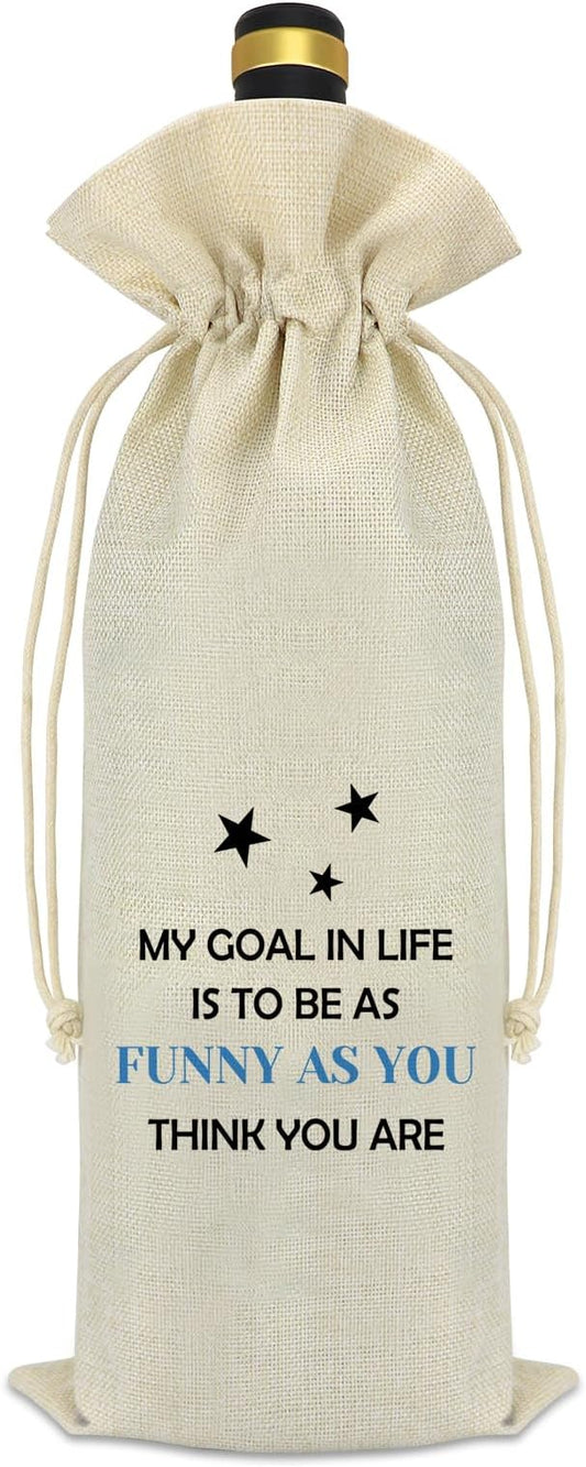 Dad Gifts from Daughter Son Mom Dad Wine Bag Gift Parent Gifts from Kids Dad Birthday Gift Ideas Father's Day Gifts for Dad Valentines Day Anniversary Christmas Funny Gag Gift Burlap Wine Bottle Bag