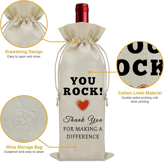 Sazuwu Thank You Gift for Women Men Wine Bag Appreciation Gifts for Teacher Boss Coworker Leaving Gifts Wine Bottle Storage Bag Work Gifts for Employees Wine Accessories Gifts for Wine Lovers