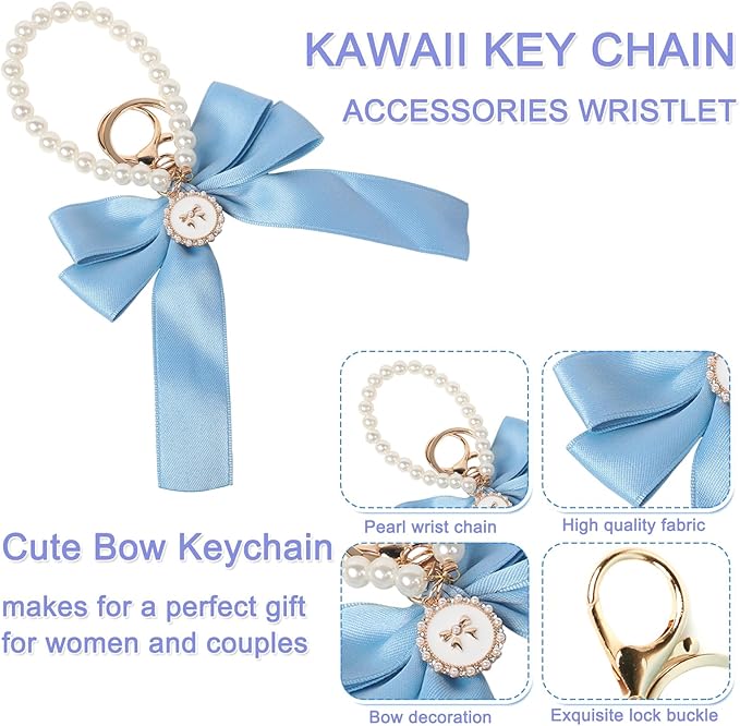 Stanley Cup Accessories Set- Water Bottle Handle Strap, Stanley Cup Protective Silicone Boot, Bow Design Stanley Charms for Stanley Cup 40oz /30 oz Tumbler (blue)