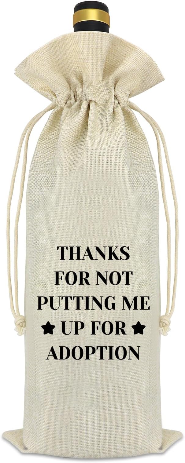Funny Mom Dad Gifts Wine Bag Fathers Day Mother's Day Gifts Parent Gifts from Daughter Son Mom Birthday Gift Thank You Gift for Dad Thanksgiving Christmas Birthday Gift for Dad Mom Wine Bottle Bag