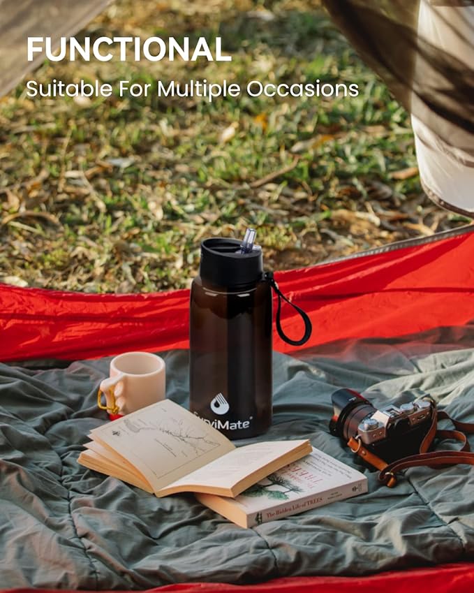 SurviMate 0.01μm Ultra-Filtration Filtered Water Bottle, Portable Water Filter Bottle with 4-Stage Filtration for Survival, Camping, Hiking, Backpacking, Drinking, Emergency