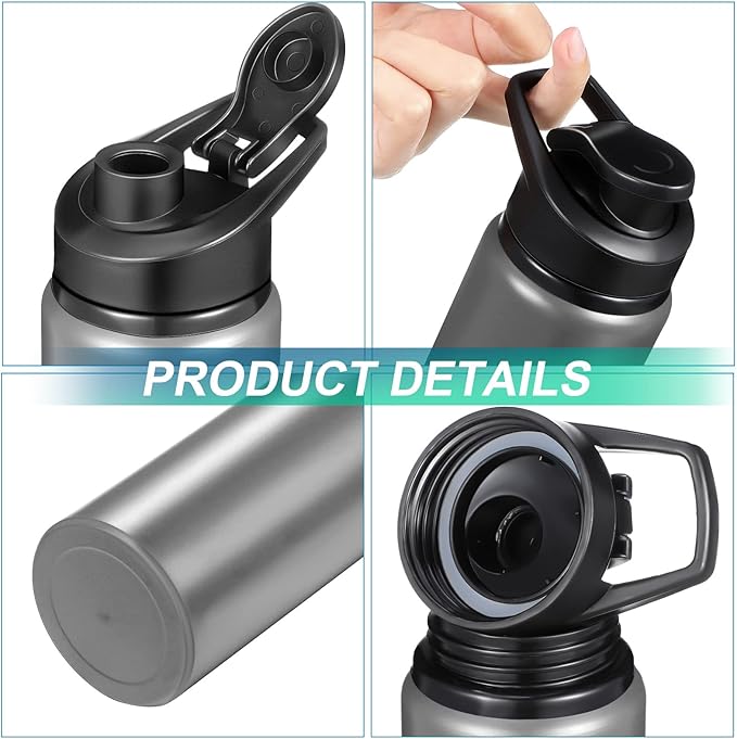 CHENGU 10 Pcs Aluminum Water Bottle 24oz Aluminum Reusable Bottles Lightweight Snap Lid Sports Water Bottle Multipack Easy Carry Leak Proof Travel Bottle for Gym Camping Hiking Outdoor Fishing (Gray)