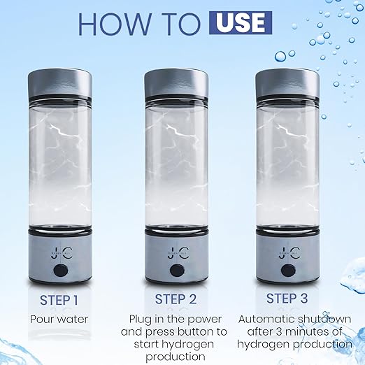 Hydrogen Water Bottle Generator: Up to 2PPM Portable, Elegant Water Ionizer, Quick 3-min Electrolysis Hydrogen Water Machine, Lightweight Hydrogen Water Generator, Ideal Health Gift.
