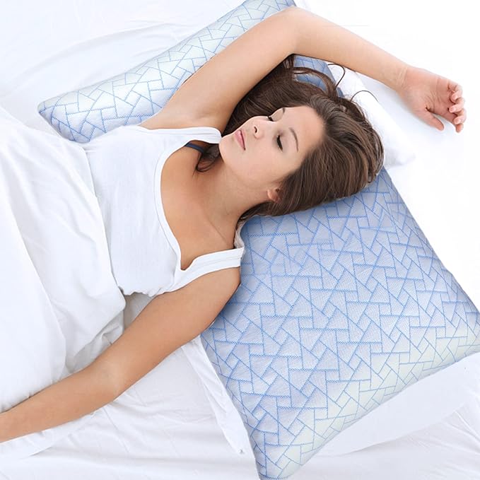 Pillows Standard Size Set of 2 - Standard Pillows Set of 2 - Adjustable Firm Pillow for Back Stomach and Side Sleeper - Shredded Memory Foam Cooling Pillow for Neck and Shoulder Pain