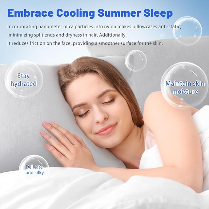 Cooling Pillow Cases for Hot Sleepers - Double Side Arc-Chill Q-Max>0.5 Cooling Fiber Cool Pillow Cases 2 Pack - Breathable Soft Cold Pillow Cases with Hidden Zipper (Light Grey, 20" x 30")