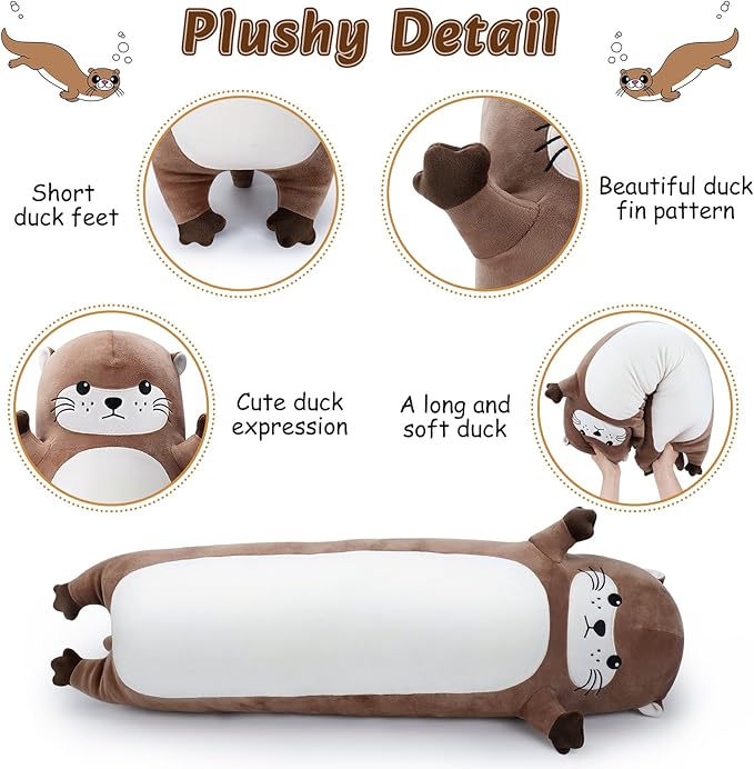 Large Otter Stuffed Animal,33.5” Long Otter Plush,Cute Plushies Animal Body Pillow,Kawaii Big Plush Toys Gifts,Animal Sleeping Hugging Pillow for Kids Adults Birthday