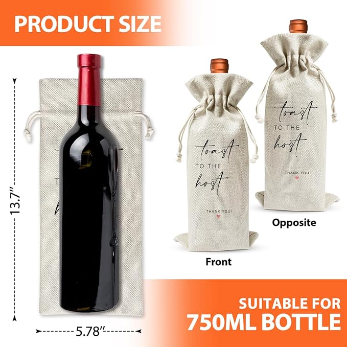Wedding Day Gift Wine Bag for Helper, Wedding Or Engagement Party Decorations Favors, Thank You Wedding Gift, Bridal Proposal Gift, Engagement Gift For Women Man Friend, Cotton Linen Wine Bag