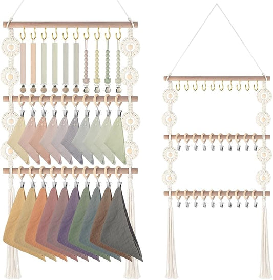 Baby Bibs Organizer Baby Nursery Organization Clothes Organizer Neutral Baby Bibs Holder for Bandana Drool Bibs Burp Cloths Infant Newborn Girl Boy Nursery Room