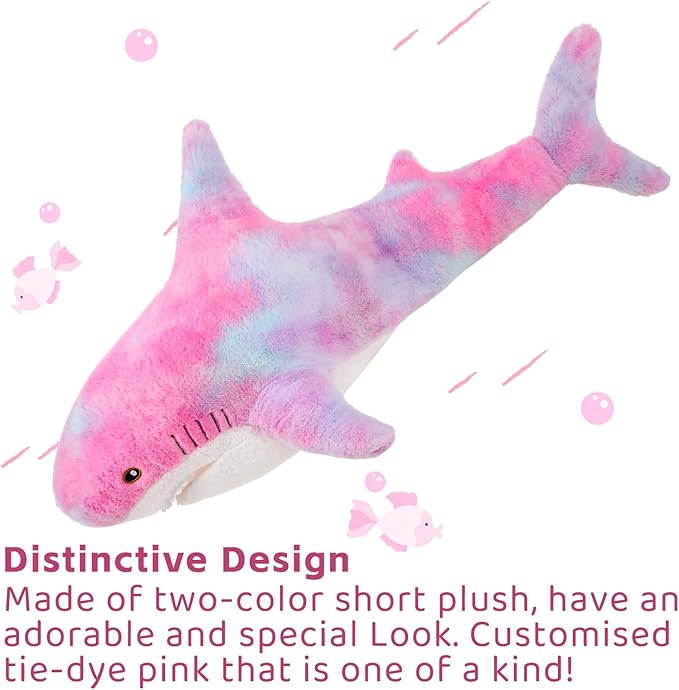 MorisMos Giant Shark Stuffed Animal, Chubby Shark Pillow Baby Shark Plush Toy Shark Toys Cute Stuffed Shark Plush Big Shark Plush Pillow for Kids, Purple, 40in