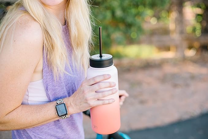 Simple Modern Wide Mouth Lid Leak Proof Straw Chug Handle Flip Fits Summit Water Bottles and Hydro Flask, Tumbler Style, Malibu