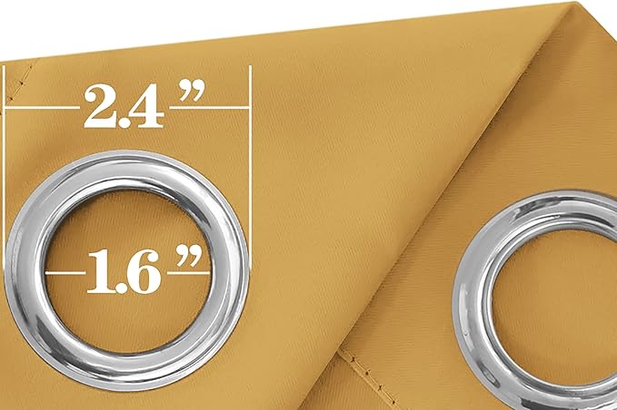 Mrs.Naturall Black Out Curtains 96 Inches Long for Living Room Dining Room 2 Panels Set,Grommet Top Thermal Blackout Curtains 96 Inch Length,Light Gold