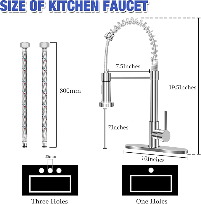 Chrome Kitchen Faucet with Pull Down Sprayer Kitchen Sink Faucet for Rv Camper Trailer,Apartment,Modern High Arc Single Handle Kitchen Faucets Grifos De Cocina Polished Chrome Kitchen Faucet