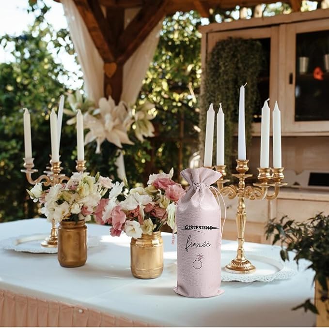 Engagement Gifts for Couples Mr and Mrs Wedding Gift Fiance Fiancee Engaged Gift Bag For Couples bride/him/her Newly Engaged Gift Wine Tote Bridal Shower Gift