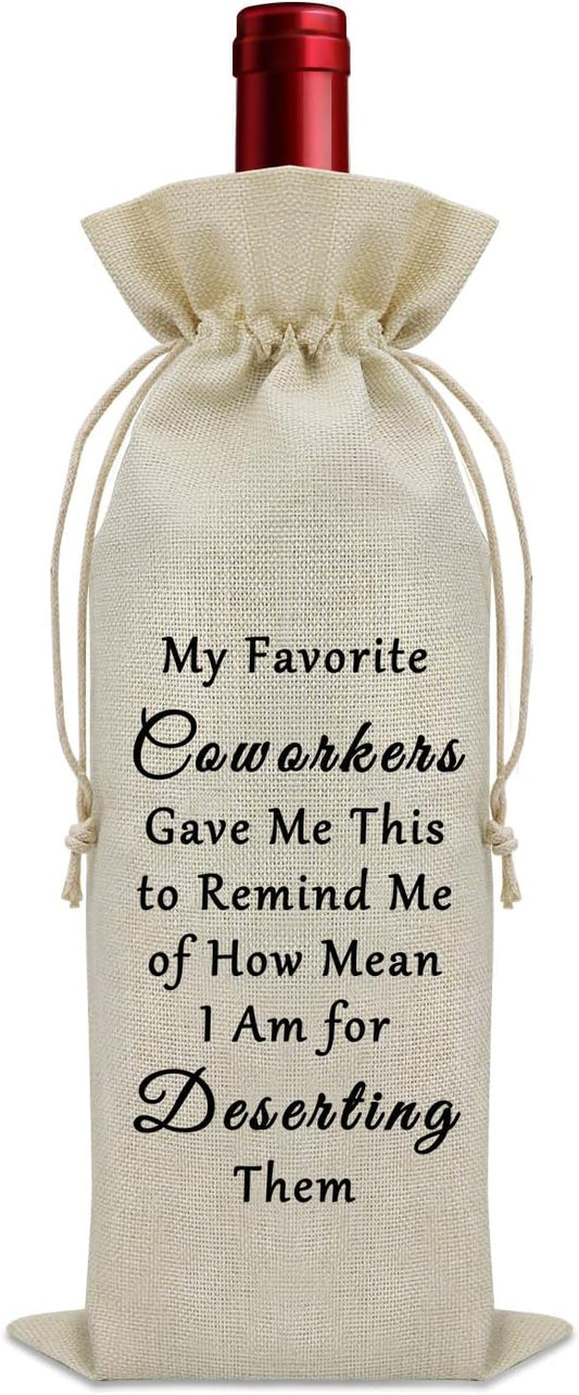 Sazuwu Funny Farewell Gifts for Coworkers Wine Bag Goodbye Gifts for Office Friends Colleague Going Away Gift Wine Bottle Decoration Bag Happy Retirement Gifts Wine Accessories Gifts for Wine Lovers