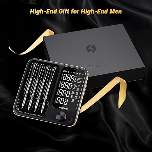 Wireless Meat Thermometer with 4 Probes, Inkbird Wifi Digital Food Thermometer for Turkey Beef Rotisserie Grill Oven,Unlimited Range Dishwasher Waterproof Bluetooth Meat Thermometer for iOS & Android