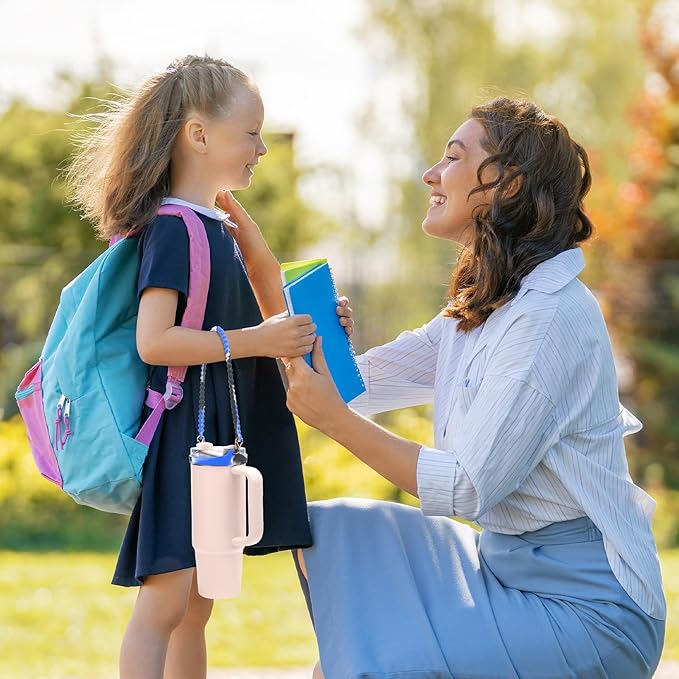 2PC Water Bottle Handle Strap,Silicone Water Bottle Sling Compatible with Stanley Water Cup Accessories Water Bottle Holder with Strap Fits Most 8-40oz Water Bottles (Black+3)