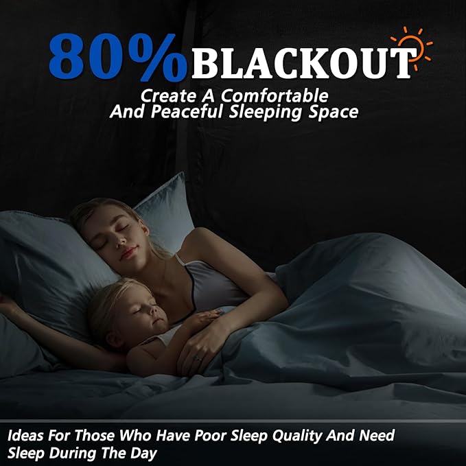 Bed Tent Twin Full Queen King Size Canopy Tent for Kids and Adult - 80% Blackout Indoor Sleeping Tents with Star String Lights, Big Space Breathable Dome Tent Playhouse for Boys & Girls