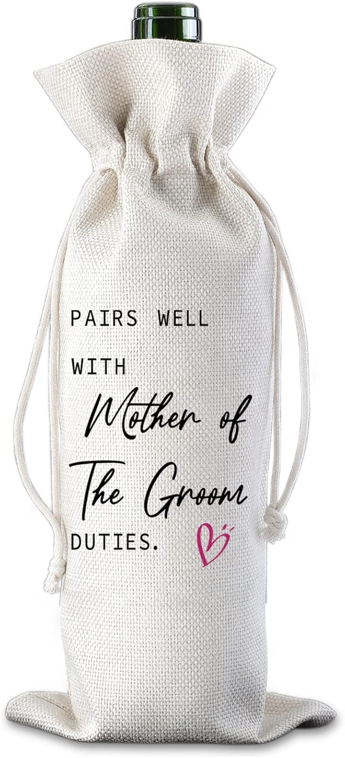 Mother of the Groom Gifts Pairs Well with Mother of the Groom Duties Wine Bag Wedding Engagement Gifts for Mother from Groom Reusable Wine Gift Bag