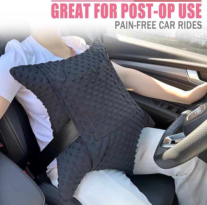 Star Hysterectomy Abdominal Pillows with 2 Pockets, Stomach Pillow after Surgery C-Section Tummy Tuck Support Gifts with Hands Placement Pouch Endometriosis Comfort Recovery Women Men Black