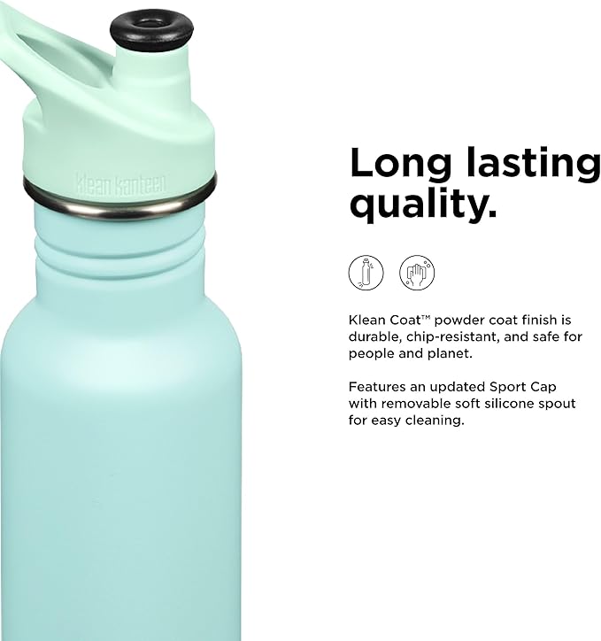 KLEAN KANTEEN Pastel Turquose Classic Water Bottle with Sport Cap, 1 EA