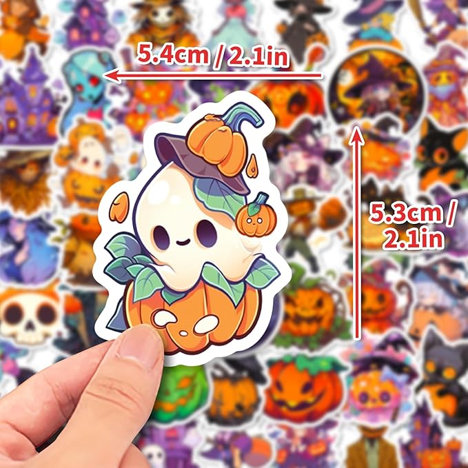 Halloween Stickers for Kids 100 Pcs, Lifany Non-Repeating Halloween Pumpkin Theme Stickers,Waterproof Pumpkin Witch Ghost Cute Stickers for Laptop Water Bottles Envelopes Gifts Tags Crafts Snowboard