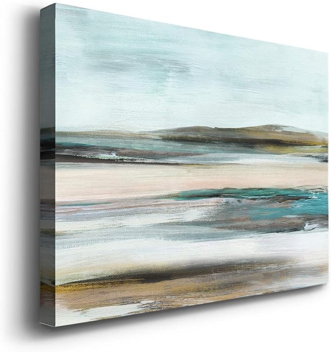 Renditions Gallery Canvas Nature Wall Art Modern Paintings & Prints Decorations Blurred Sandy Beach Abstract Vibrant Coastal Wall Hanging Artwork for Bedroom Office Kitchen - 32"x48" LT33