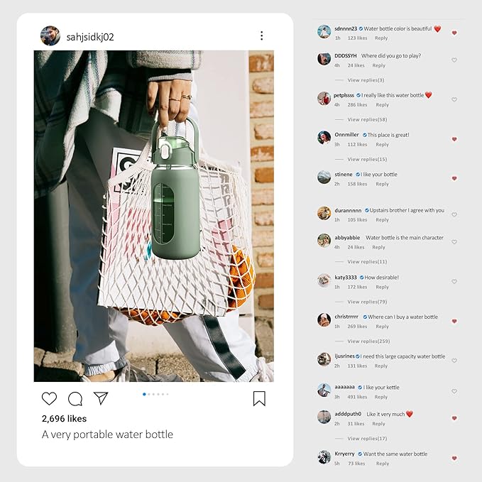 kytffu 42oz Glass Water Bottles with Straw, Motivational Glass Bottle with Silicone Sleeve and Time Marker, Leakproof Large Glass Water Jug for Gym Home Office,Olive