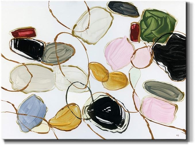 Renditions Gallery Canvas Wall Art Modern Paintings Decorations Colorful Brushstroke Jewels Abstract Watercolor Wall Hanging Artwork Prints for Bedroom Office Kitchen - 32"x48" LT33