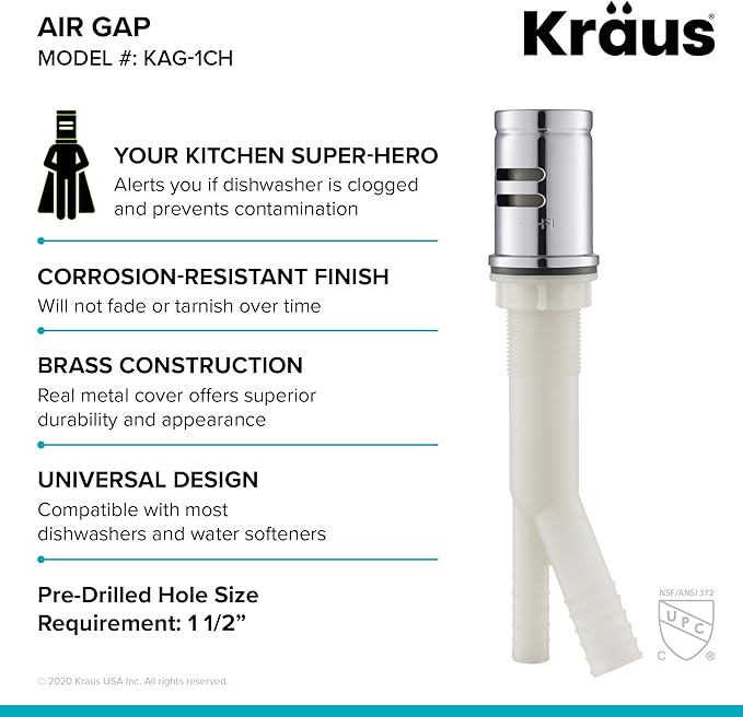 Kraus KPF-1610CH-KAG-1CH Bolden Single Handle 18-Inch Commercial Kitchen Faucet with Air Gap, Chrome