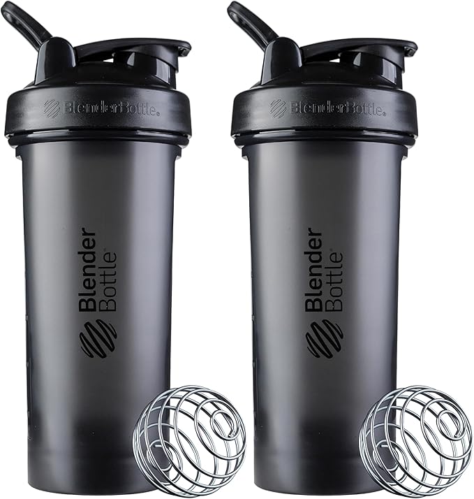 BlenderBottle Classic V2 Shaker Bottle Perfect for Protein Shakes and Pre Workout, 28-Ounce, Black, 2 Pack
