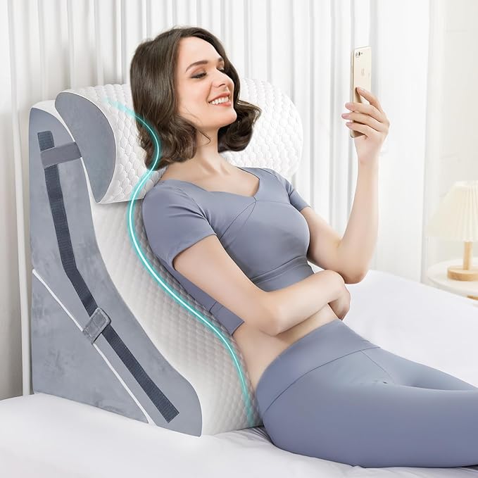 Wedge Pillow for Sleeping, Orthopedic Bed Wedge Pillow Set, 15-in-1 3PCS Adjustable Memory Foam Wedge Pillow Post Surgery, 9 &16 & 20 inches Height 3-in-1 Incline Wedges Pillows (White 3-Piece Set)