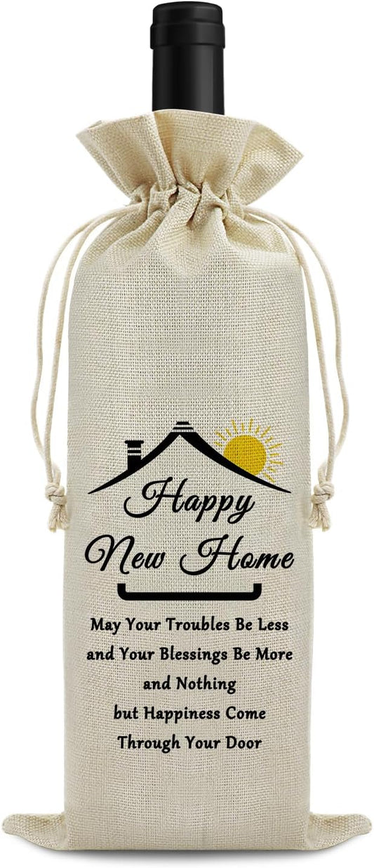 Housewarming Gifts Wine Gift Bags New Home House Homeowner Gift Realtor Gift to Clients House Warming Party Decorations Reusable Burlap Wine Wrapping Bags First Time House Warming Gift for Women