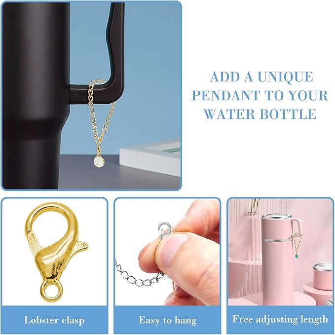 6PCS Letter Charm Accessories for Stanley Cup, Name ID Letter Handle Charm for Stanley Handle Identification Letter Pendant Handle Decoration for Stanley Tumbler Charms (Letter J)