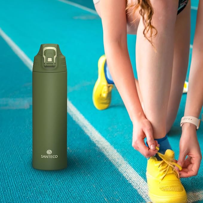Insulated Sports Water Bottle, Stainless Steel Water Bottles with Locking Flip Top Lid, Insulated Bottle with Double-Wall Vacuum Insulation for Fitness and Outdoor Enthusiasts