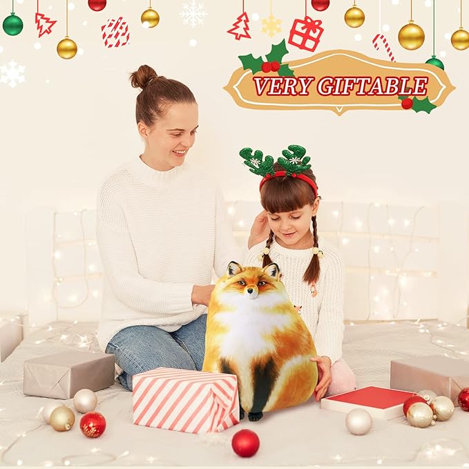 Fox Stuffed Animal, 14" Fox Plush Pillow, Cute Plushies, Throw Pillow Doll Big Plush Toys Birthday Gift for Girls Boys Girlfriend Kids