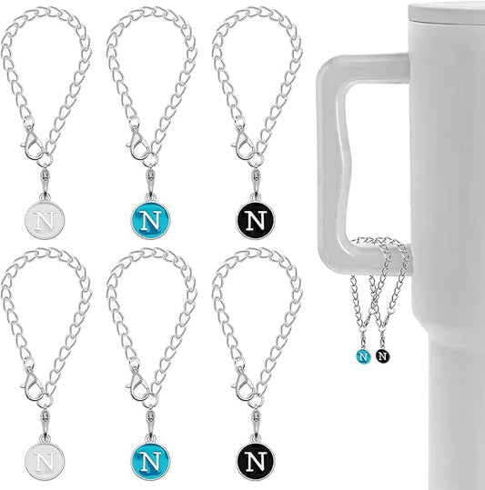 Letter Accessories for Stanley Cup,6PCS Initial Name ID Personalized Handle Personalized Handle Decor Set DIY Identification Handle Letter for Stanley Tumble (N/White/Black/Blue)