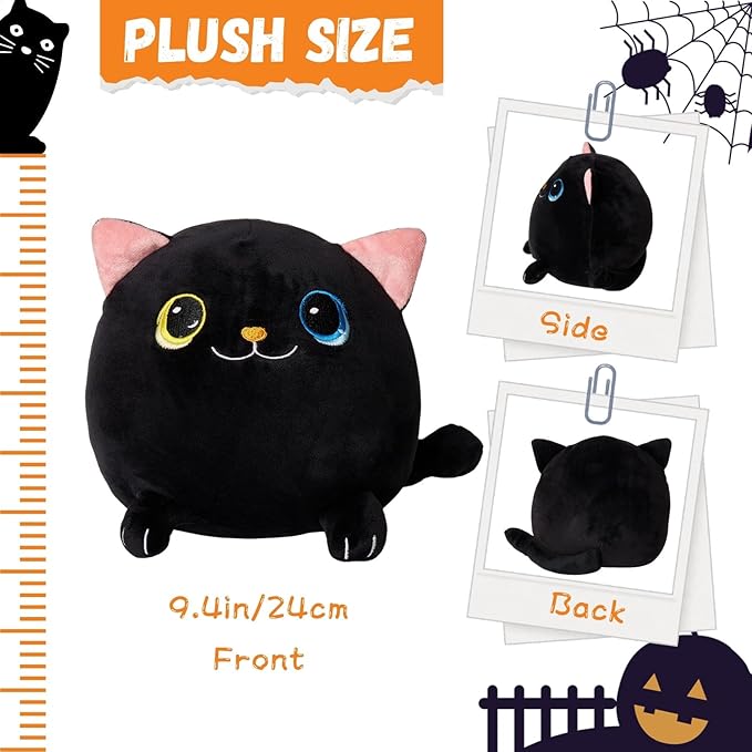 9.4" Black Cat Plush Toys - Halloween Stuffed Animal Cute Black Cat Pillow Halloween Plush Cat Stuffed Animals Halloween Cat Plush Gift for Halloween Party Decor Kids, Girls & Boys Birthday