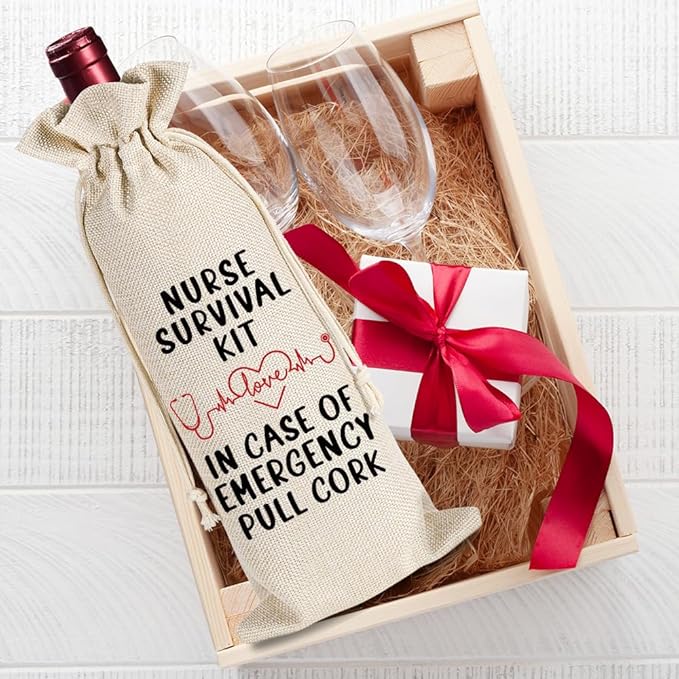 YAANUNULU Nurse Wine Bag Gifts for Women, Gifts for Nurses, Nurses Retirement Appreciation Birthday Graduation Gifts, Nurse Practitioner Gifts, Nursing Survival Kit-Nurse Gifts