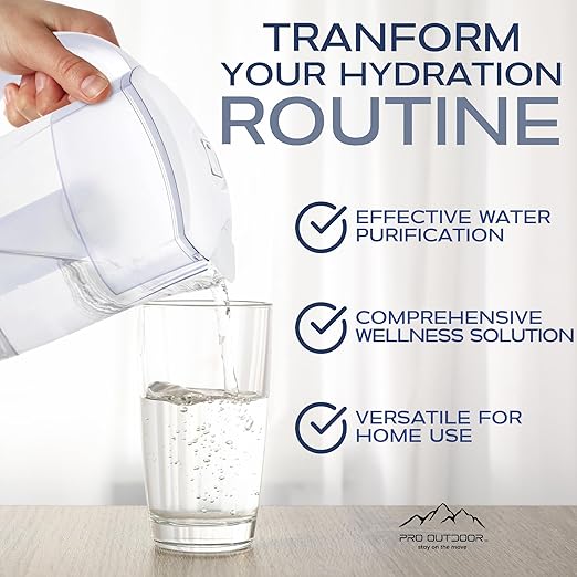 Purified Clean Crystal-Clear Water Filter Pitcher: Experience Enhanced Extraordinary Refreshing Hydration, Enjoying Convenience, Efficient and Quality You Deserve (White - 2.4 LTS)