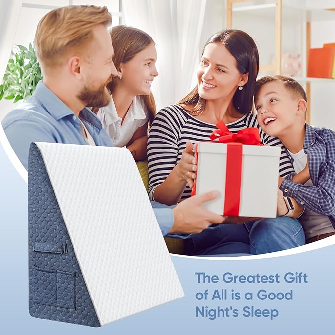 Wedge Pillow for Sleep Apnea, 2024 New 10'' Bed Wedge Pillow, Acid Reflux, Heartburn, GERD, Neck Pain, Cooling Memory Foam Top, Removable Washable Cover Incline Pillow for Improved Sleep