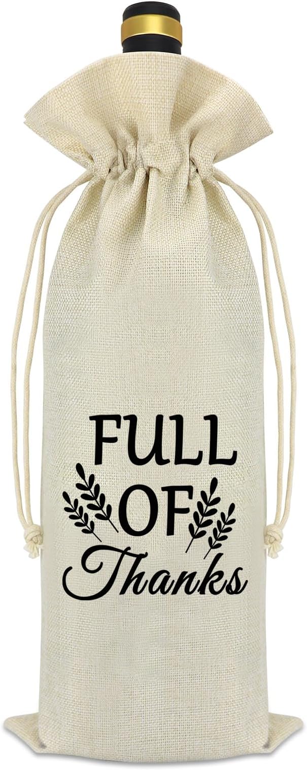 Thank You Gifts for Her Him Thanksgiving Themed Gift Wine Bag Appreciation Gifts for Employee Teachers Christmas Birthday Gifts for Women Men Boss Leader Coach Social Worker Reusable Wine Bottle Bag