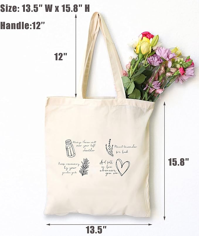 LIBIHUA Practical Magic Quote-Salt Rosemary Lavender Love-and Fall in Love Whenever You Can-Inspirational Gift for Women Sister Daughter Best Friend Cousin Coworker-Shoulder Bag Shopping Bag Tote Bag