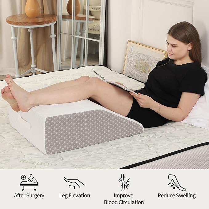 8" Leg Elevation Pillow for Swelling, Cooling Bed Wedge Pillow for Circulation, Leg Pillows for Sleeping, Keens, Legs, Back and After Surgery
