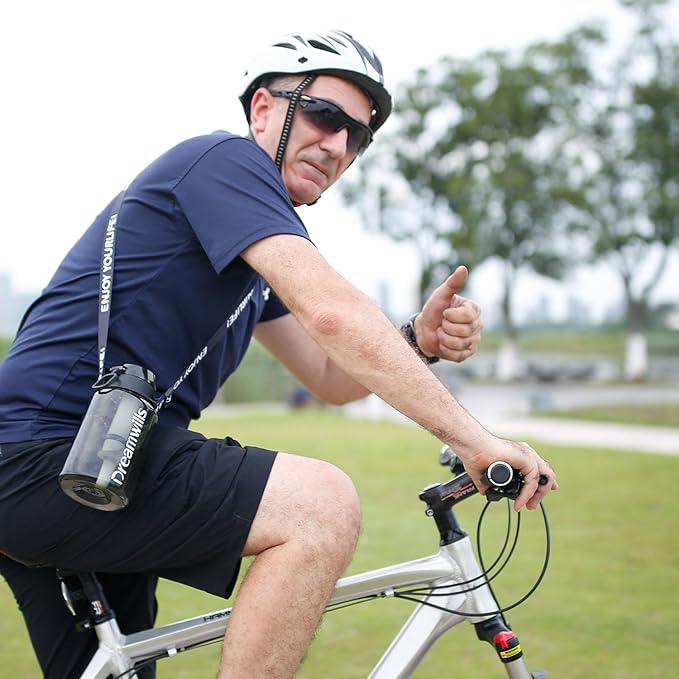 Filtered Water Bottle with Strap, 40oz, NSF Certified Water Filter Elements Reduce 99.9% of Chlorine, Taste & Odor, BPA Free Plastic for Travel, Sports, Hiking, Camping, Biking and Fitness