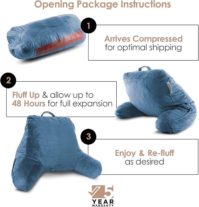 Nestl Reading Pillow for Kids, Small Bed Pillow, Back Pillow for Sitting in Bed, Memory Foam Chair Pillow, Reading & Bed Rest Pillows, Blue Heaven Back Pillow for Bed, Arm Pillow with Pockets