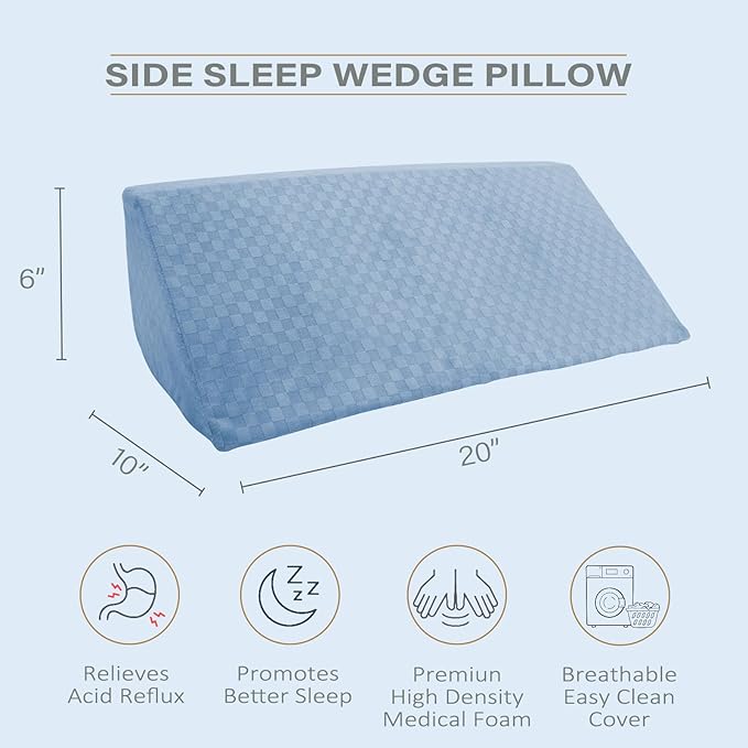 Body Wedge Pillow for Side Sleeping, Body Position Side Wedge Pillow, Back Positioning Elevation Pillow, Back Wedge Pillow for Side Sleepers, Wedge Pillows for After Surgery, Back Pain, Pregnancy