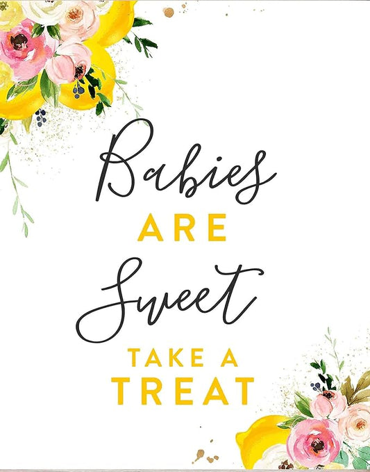 Lemon Babies are Sweet Take a Treat Sign Lemon Baby Shower Favor Sign Main Squeeze Baby Shower Citrus Baby Shower Decor Tin Signs for Kitchen 8x12 Inch
