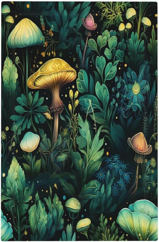 Green Dark Forest Mystical Mushroom 1 Gang Light Switch Covers No Device Wall Plate Decorative Blank Switchplate Electrical Faceplate for Farmhouse Country Bathroom Bedroom Decor