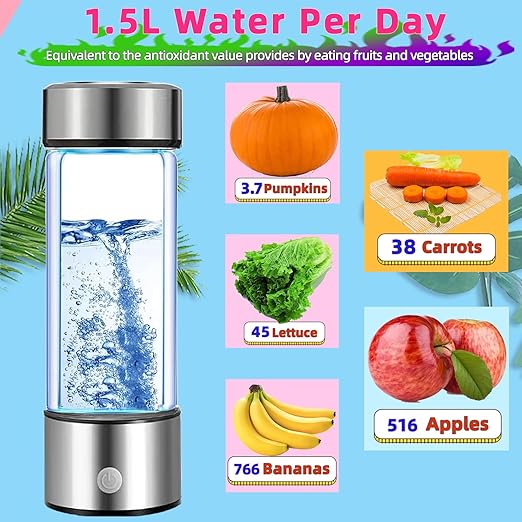 Hydrogen Water Bottle, 2024 Hydrogen Water Bottle Generator with SPE PEM Technology Water Ionizer, Portable hydrogenated Water Machine Improve Water in 3 Minutes for Home/Office/Travel/Daily Drinking